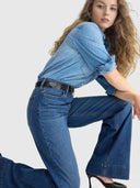 Klasik Yıkanmış İspanyol Paça Denim Pantolon