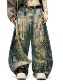 Plato-Farvede Broderede Scimitar Jeans