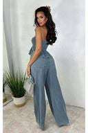 Set stilat din denim în două piese
