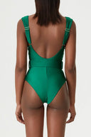 Conjunto elegante de traje de baño verde sin espalda