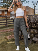Pantaloni jogger din denim cu talie elastică la modă