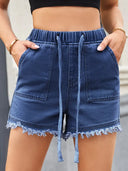 Shorts di jeans a vita alta con coulisse