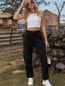 Pantaloni jogger din denim cu talie elastică la modă
