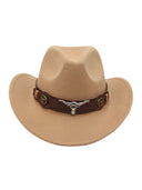 Western cowboyhat med oksehoved-dekoration