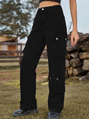 Pantaloni di jeans lavati con tasche multiple