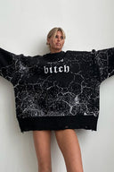 Oversize Streetwear Poškozený Svetr