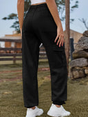 Pantaloni jogger din denim cu talie elastică la modă