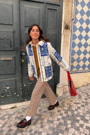Giacca trapuntata con bandana blu ecru