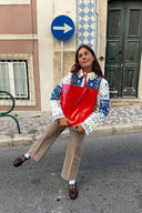 Giacca trapuntata con bandana blu ecru
