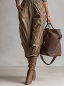 Damen-Lässiger Jumpsuit mit Hemdkragen, Knöpfen und Kordelzug