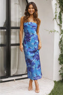Abito Maxi Miya - Fantasia Floreale Blu