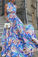 Abito in chiffon floreale stile francese