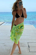 Lime Swirl Mini Elbise Beyaz Sarong