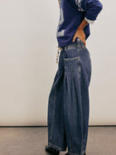 Low-rise straight jeans med snøre
