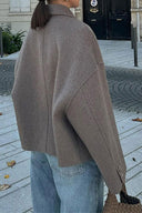 Cardigan monopetto tinta unita con rever
