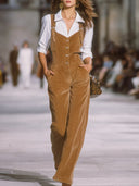 Lässiger Vintage-Overall aus braunem Cordstoff mit Knöpfen