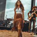 Damen Boho Fransenrock mit Western-Charme