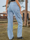 Pantaloni di jeans lavati con tasche multiple