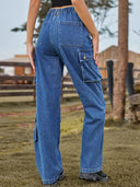Pantaloni di jeans lavati con tasche multiple