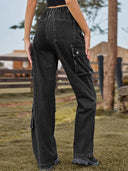 Pantaloni di jeans lavati con tasche multiple