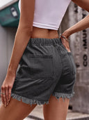 High-Waist Jeansshorts mit Kordelzug