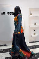 Vestido maxi plisado dorado girasol