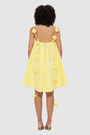 Gelbes 3D Blumen Lockeres Kurzkleid