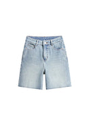 High-Waist Stretch Denim-Shorts