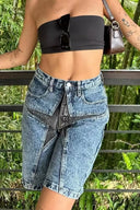 Pantaloni scurți cu patch trendy Star