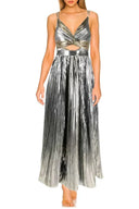 Cutout Silver Patchwork One-Piece with Skirt
