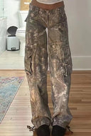Pantaloni cargo cu talie joasă camuflaj