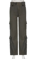 Pantaloni din denim cu buzunare, stil retro stradal