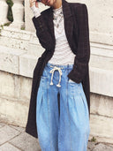 Low-rise straight jeans med snøre