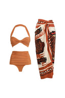 Halter mesh patchwork vintage bikini sæt