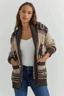 Cardigan con collo a scialle in stile western