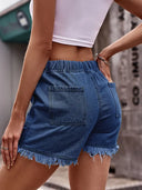High-Waist Jeansshorts mit Kordelzug