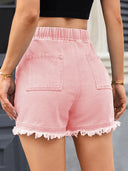 Shorts di jeans a vita alta con coulisse
