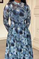 Robe longue abstraite bleue Lyric Dye