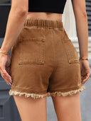 Shorts di jeans a vita alta con coulisse