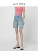 High-Waist Stretch Denim-Shorts