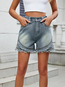 Sommer Casual Nittebesatte Denim Shorts