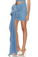Fustă mini din denim cu trandafiri 3D