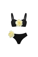 Sexet bikinisæt med halterneck og 3D blomster