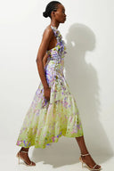Traje de baño estilo hada con apliques florales y lazo
