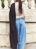 Low-rise straight jeans med snøre