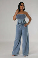 Set stilat din denim în două piese