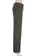 Pantaloni din denim cu buzunare, stil retro stradal