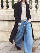 Low-rise straight jeans med snøre