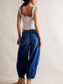Komfortable boyfriend-jeans med elastik i taljen