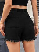 Shorts di jeans a vita alta con coulisse